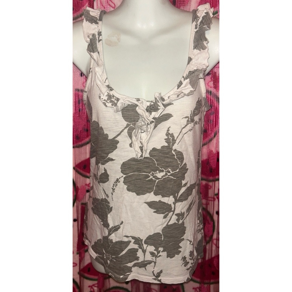 🩶 American Eagle Outfitters Floral Ruffle Trim Tank